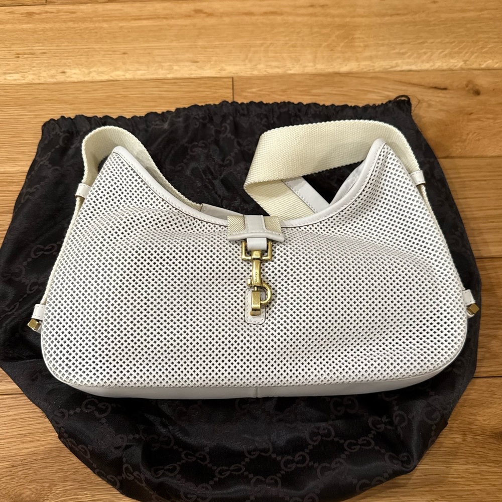 Gucci White Mesh Shoulder Bag